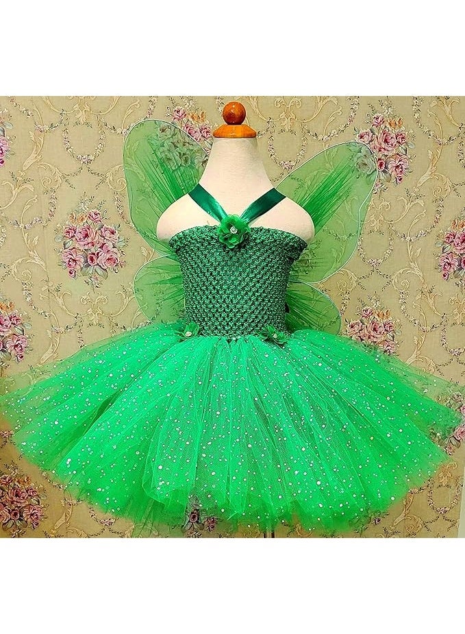 Daddy's Angel Girls Green Tutu Party Dress with Glitter Tulle Skirt – Sleeveless Princess Dress for Birthdays & Special Occasions - Image 2